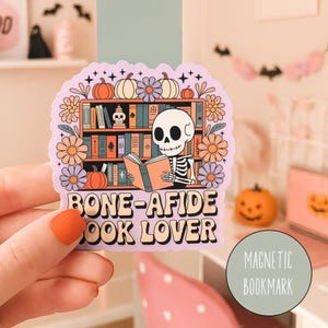 Halloween Magnetic Bookmark, Halloween Bookmark, Skeleton Bookmark, Spooky Bookmarks, Halloween Bookish Gifts, Magnetic Bookmarks