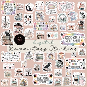 Romantasy Digital Stickers PNG, Fantasy Digital Stickers, Book Lover Stickers, Bookish Digital Stickers, Romantasy Stickers, PNG SVG jpg