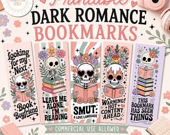 Printable Smut Romance Bookmarks, Printable Smut Bookmarks, Printable Dark Romance Bookmarks, Smut Bookmark PNG, Commercial Use Bookmarks
