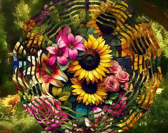 Sunflower Wind Spinner PNG, Sunflower Wind Spinner Sublimation File, Sunflower & Lily Wind Spinner, Floral Wind Spinner PNG