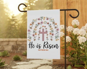Christian Garden Flag | Christian Home Decor | Christian Outdoor Decor | He is Risen Garden Flag | Christian Gifts | Christian Home Gifts