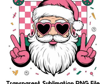 Groovy Santa Claus Clipart, Groovy Santa Claus PNG, Groovy Santa Clipart, Groovy Santa PNG, Pink Santa Clipart, Pink Santa PNG, Retro Santa