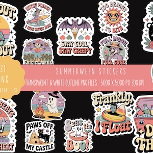 Summerween Aufkleber, Summerween druckbare Aufkleber, Sommer Aufkleber, Summerween lustige Aufkleber, Summerween PNG, Summerween Clipart