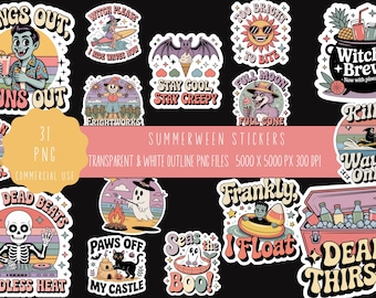Summerween Stickers, Summerween Printable Stickers, Summer Stickers, Summerween Funny Stickers, Summerween PNG, Summerween Clipart