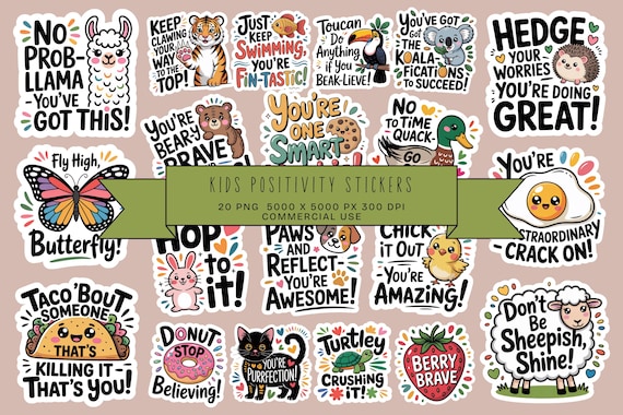 Kids Positivity Stickers, Kids Positivity Printable Stickers, Kids Motivational Stickers, Kids Motivational Printable Stickers, Kids Sticker