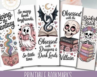 Printable Romantasy Bookmarks, Romantasy Bookmark PNG, Printable Dragon Bookmarks, Dragon Bookmark PNG, Commercial Use Bookmarks