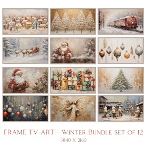 Winter Frame TV Art Bundle, Christmas Frame TV Art Bundle, Winter Landscape Frame TV Art, Samsung Frame Tv Art, Santa Claus Frame Tv Art