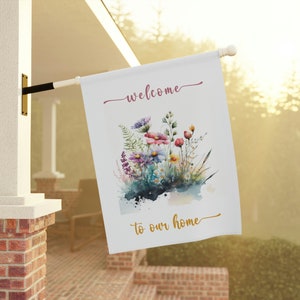 Aquarell Blumen Haus Flagge | Blumen Haus Flagge | Sommerhaus Flagge | Frühlingshaus Flagge | Willkommen Haus Flagge | Outdoor Sommer Dekor