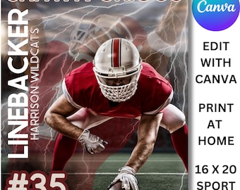 Football Poster Canva Template, Editable Football Poster Template, Sports Poster Canva Template, Senior Night Banners