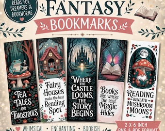 Printable Fantasy Bookmarks, Printable Fairytale Bookmarks, Fairytale Bookmark PNG, Fantasy Bookmark PNG, Commercial Use Bookmarks