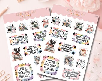 Bookish Sticker Sheet, Bookish Sticker Set, Romantasy Sticker Set, Fantasy Sticker Set, Romance Sticker Set, Reading Sticker Set