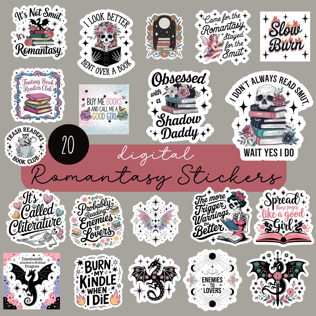 Stickers Romeotics Romantasy Digital Stickers PNG, Fantasy Digital Stickers, Book Lover ...