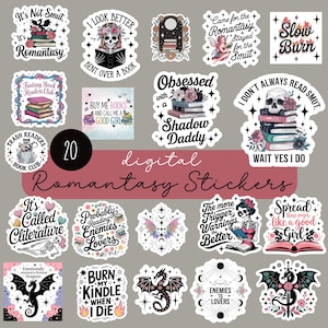 Romantasy Digital Stickers PNG, Fantasy Digital Stickers, Book Lover Stickers, Bookish Digital Stickers, Romantasy Stickers, PNG SVG jpg