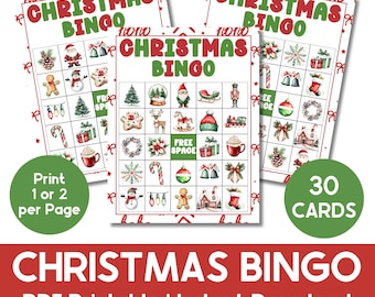 Printable Christmas Bingo, Holiday Bingo, Christmas Bingo Game, Christmas Bingo PDF, Printable Christmas Games, Christmas Games