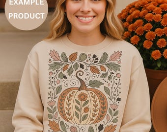 Folk Art Pumpkin PNG, Folk Art Pumpkin SVG, Cottagecore Pumpkin PNG, Cottagecore Pumpkin Svg, Fall Cottagecore Png, Pumpkin Clipart