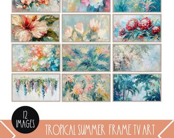 Tropical Frame TV Art, Tropical TV Art, Tropical TV Screensaver, Summer Frame Tv Art, Summer Tv Art, Summer Floral Tv Art, Floral Tv Art