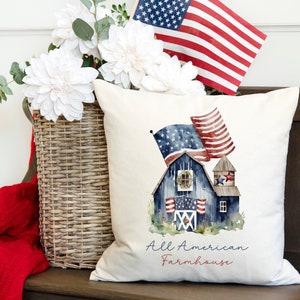  Whaline July 4th Pillow Case Patriotic Cushion Red Blue White  Star Plaid Word Throw Cushion Cover Independence Day Pillow Cover for  Farmhouse Decor Home Office Sofa Bed Couch, 18 x 18