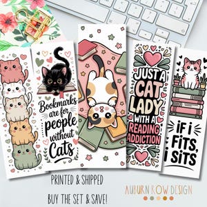 Bookish Cat Bookmarks, Cat Bookmarks, Kawaii Cat Bookmarks, Cat Lover Bookmarks, Bookish Gifts, Reading Gifts, Gifts for Book Lovers
