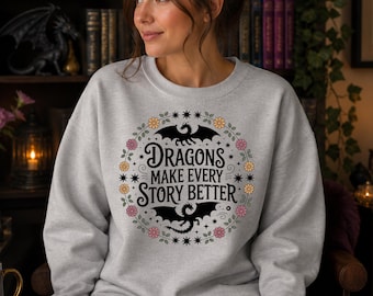 Romantasy Sweatshirt, Fantasy Romance Sweatshirt, Romantasy Dragon Sweatshirt, Romantasy Merch, Romantasy Gifts, Dragon Sweatshirt