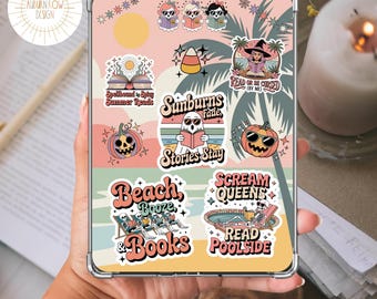 Summerween Kindle Insert, Bookish Kindle Insert, Skeleton Kindle Insert, Kindle Case Insert, Personalized Kindle, Halloween Kindle Insert