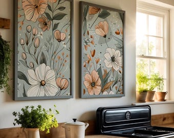 Salbei Grün Blumen Kunstdruck, Salbei Grün druckbare Kunst, Blumen Kunstdruck, druckbare grüne Blumenkunst, Hand gezeichnet grün Kunstdruck