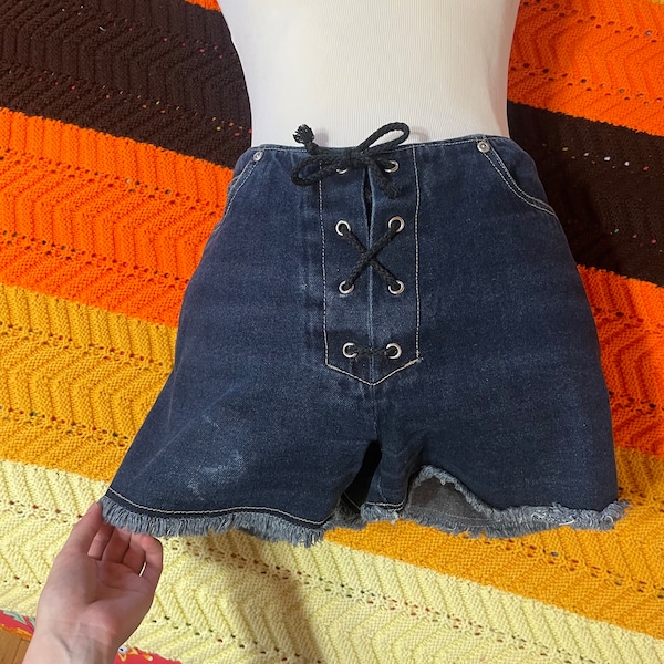 Midrise 90s corset crotch blue shorts!