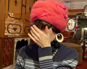 Rare Hot Pink feathered Vintage Turban hat! This item is unavailable - Etsy main image 4