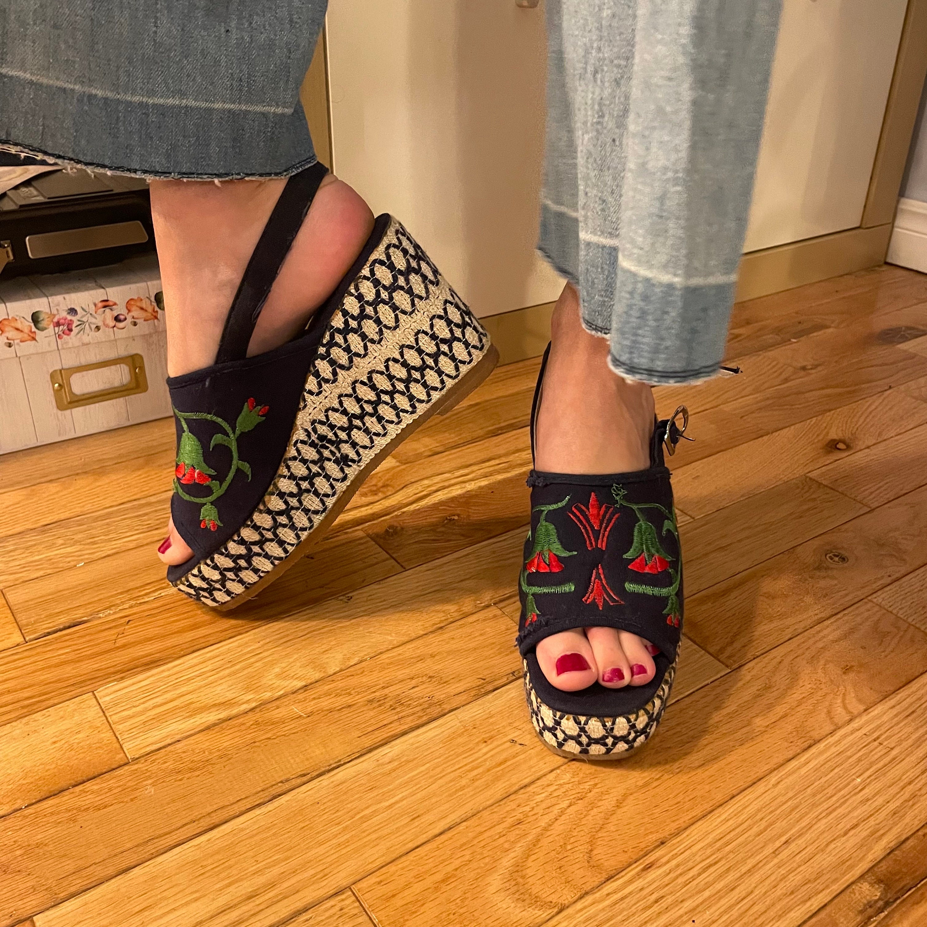 Flower Wedge Sandal Etsy UK