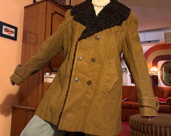 1970s Penny Lane Cotton Jacket: Tissavel Faux Fur Collar, Made in Israel