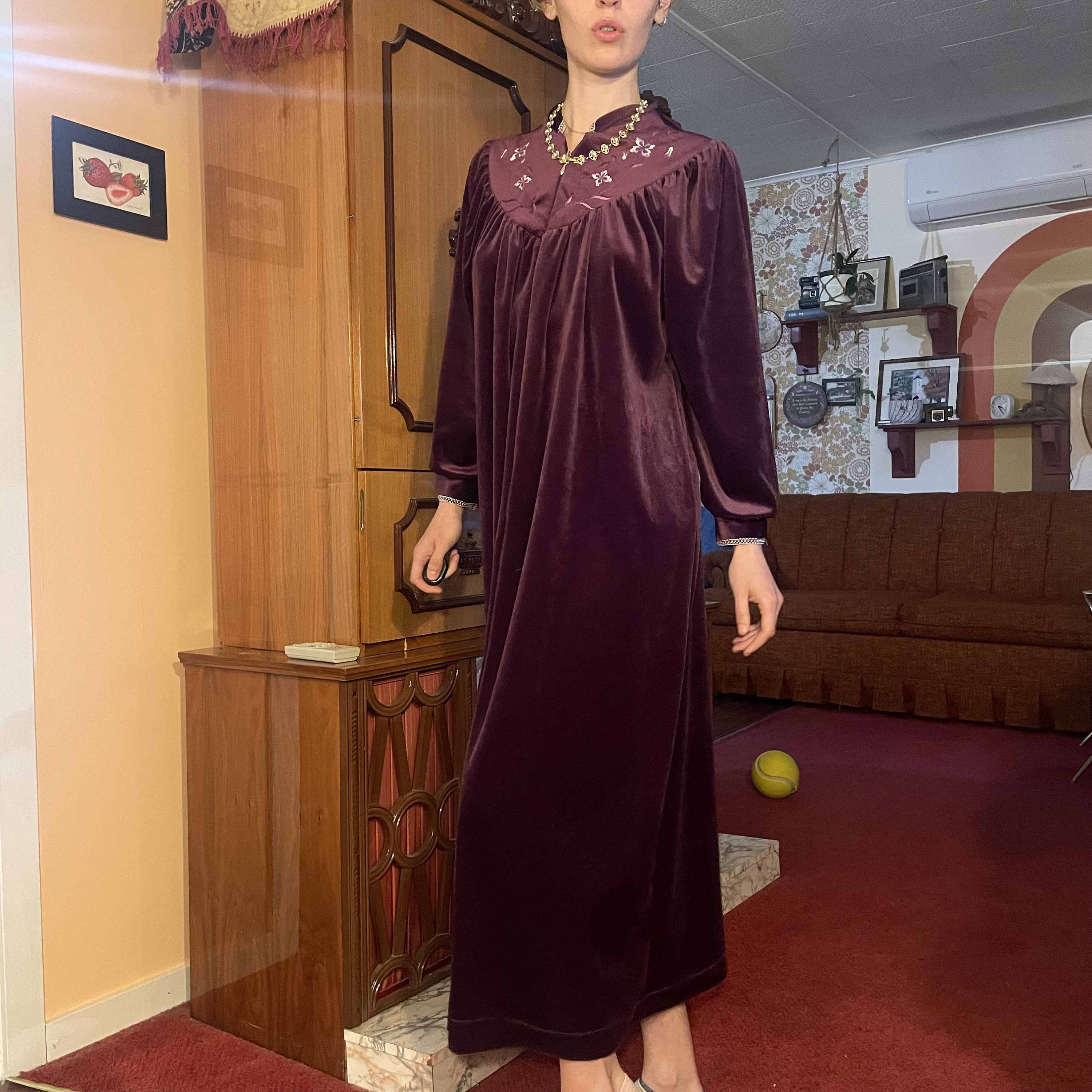 Vintage 80s Purple Velvet Embroidered Front Zip Wizard