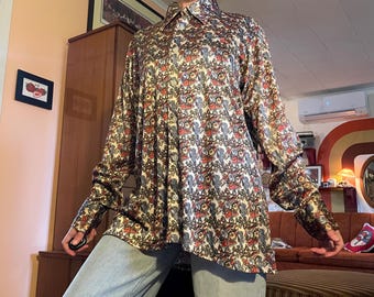 1970s Disco Print Button-Up Shirt, Rare Italian Rags Novelty Print