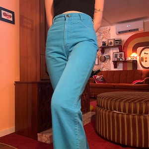 jaren 70/80 100% katoenen Franse levis skinny jeans felblauw - gemaakt in Canada!