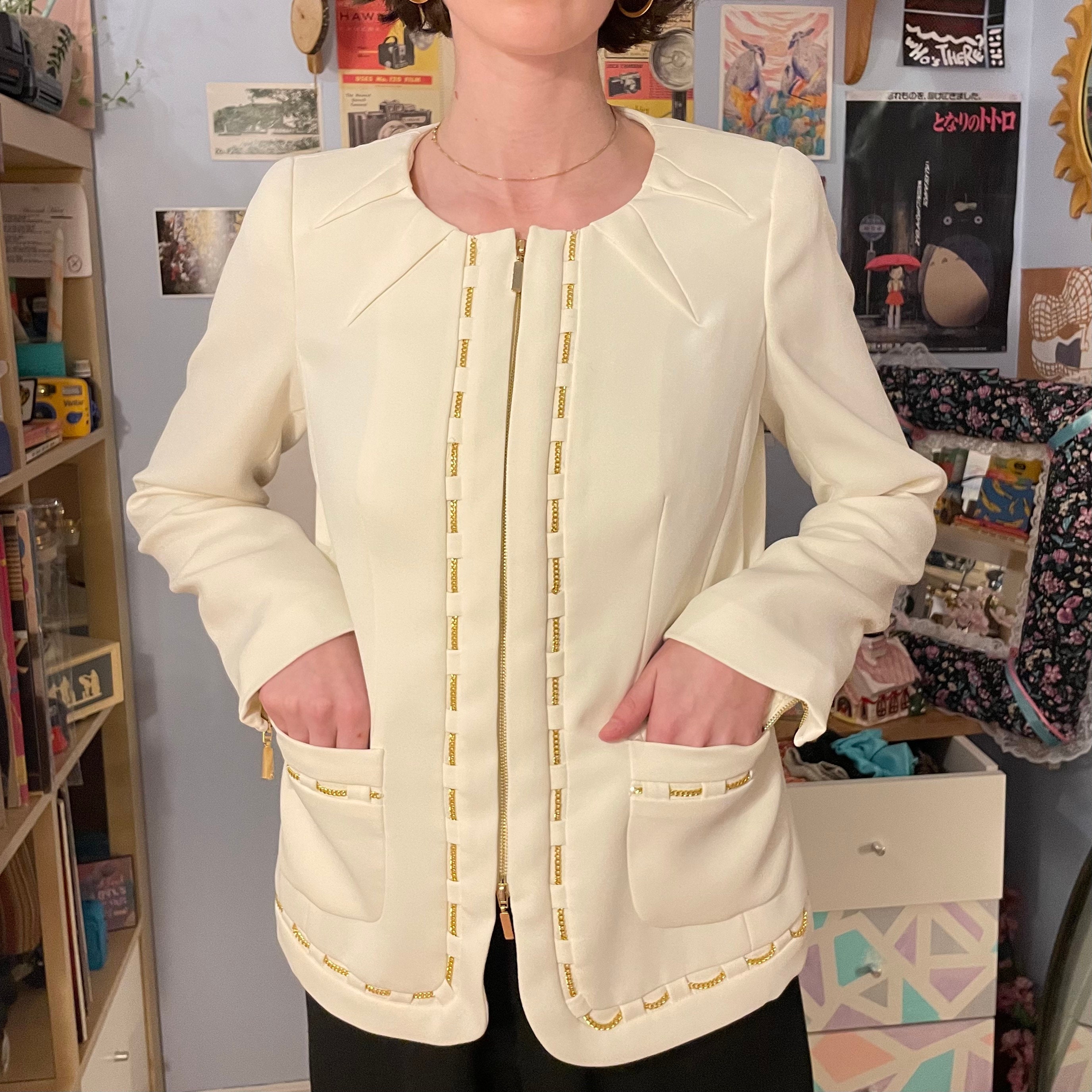 Veste Blazer Vintage Luisa Spagnoli Bleu Taille 44 - Occasion Très Bon état