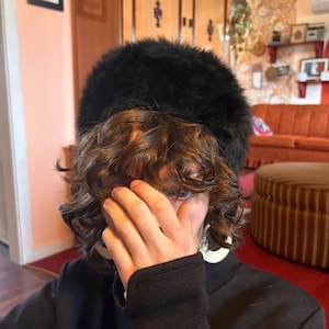 1960s Made in Italy Jackie Kennedy black faux fur pillbox Souffle hat from Boutique!