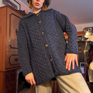1990s 100% wool made in ireland fishermans aran cableknit cardigan - from Blarney Woollen Mills!