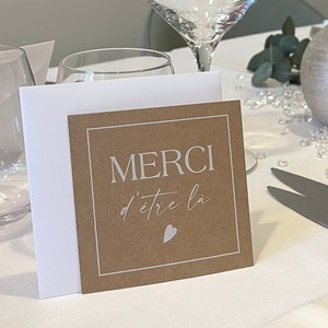 Lot de 5 petites cartes de réception,  marques places mariage, marques places réception, cartes remerciement invités, carte Merci.