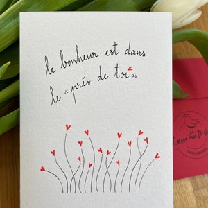 Carte d'amour, Carte Saint-Valentin, carte déclaration d'amour, carte cœur, carte fait main.