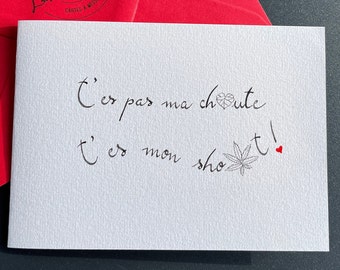 Carte d'amour, carte déclaration d'amour, carte saint Valentin, carte pour femme.