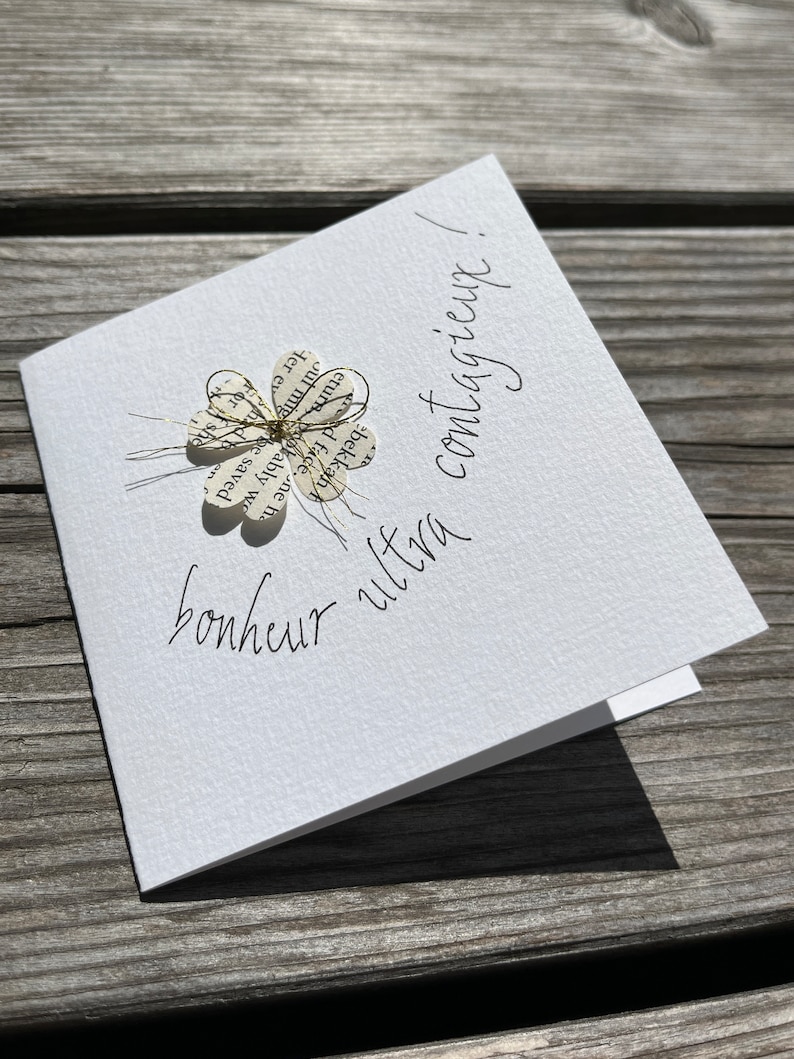 Carte porte bonheur, carte pour rendre heureux, carte vœux de bonheur, carte pour mariés, carte amitié, carte bienveillante. image 5