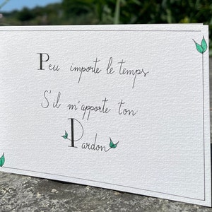 Carte sur le pardon, carte sur les excuses, carte sur les remords.