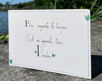 Carte sur le pardon, carte sur les excuses, carte sur les remords.