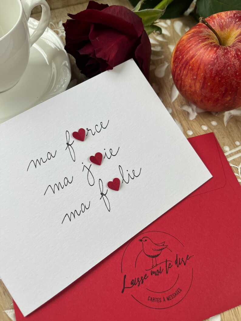 Carte d'amour, carte d'amitié, carte Saint-Valentin, Carte cœur. image 2