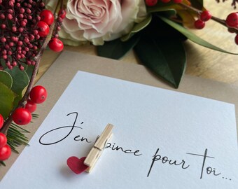 Carte d'amour, carte déclaration d'amour, carte Saint-Valentin.