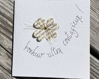 Carte porte bonheur, carte pour rendre heureux, carte vœux de bonheur, carte pour mariés, carte amitié, carte bienveillante.