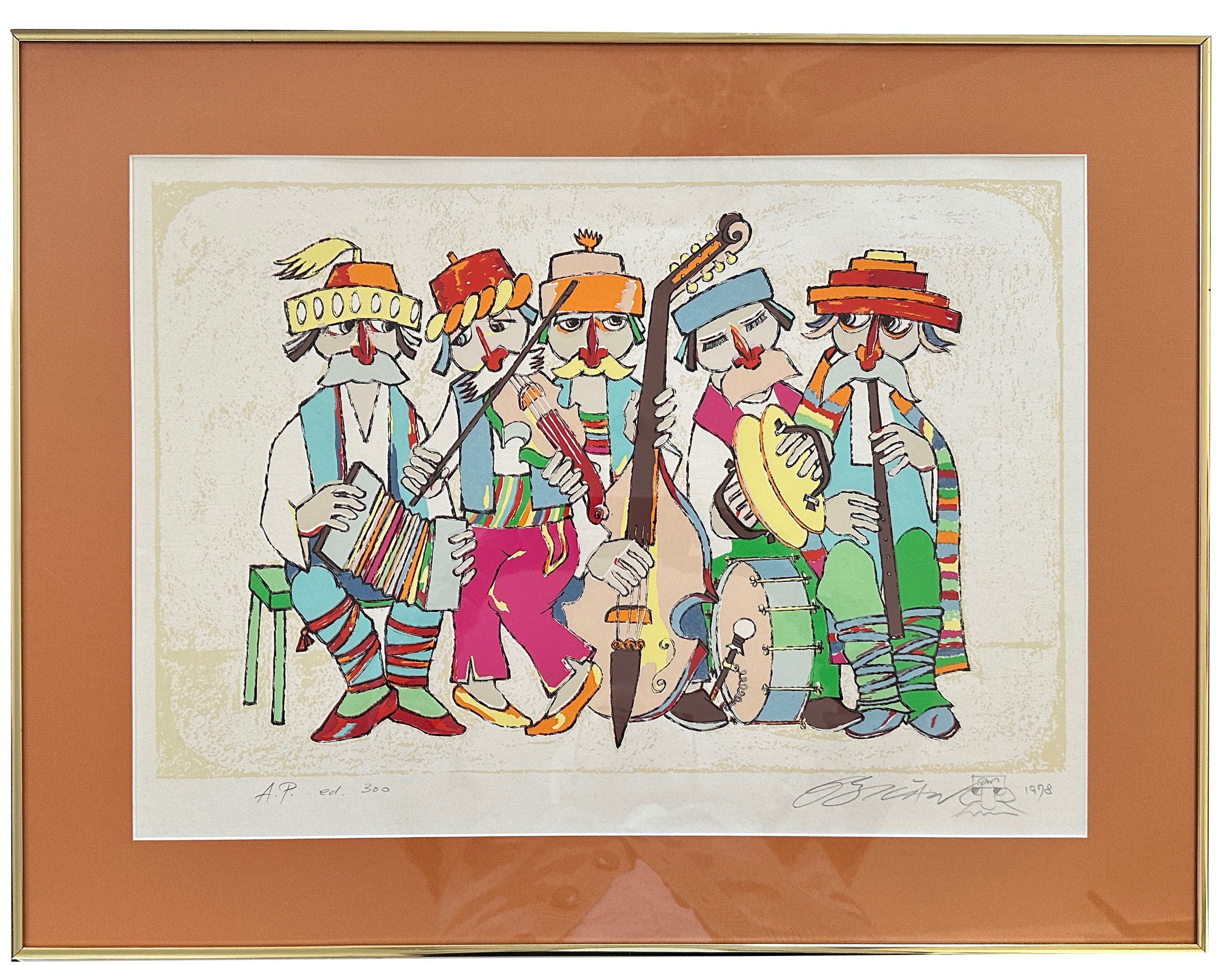 Vintage Jovan Obican Mid Century Lithograph | Colorful