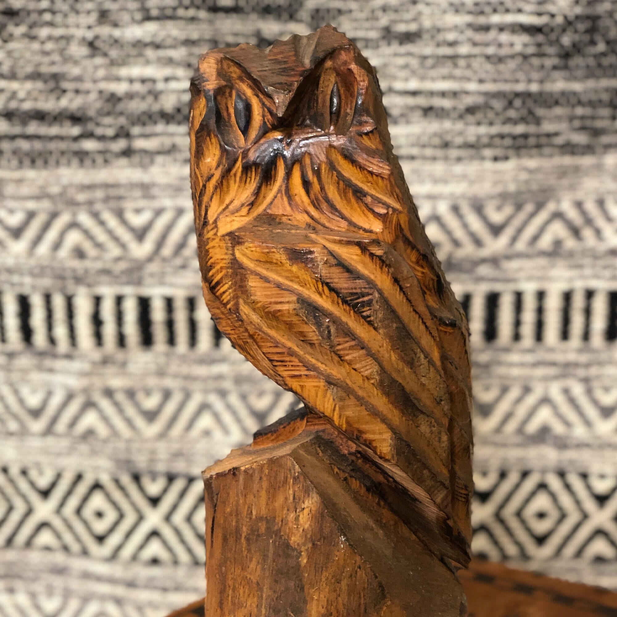 Vintage | Hand Carved Owl Sculpture by K. Dudley