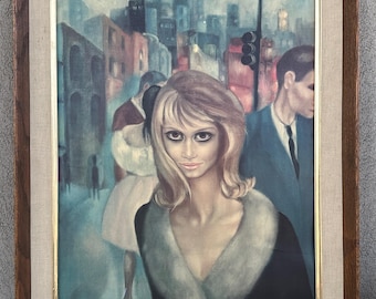 Vintage | Large Margaret Keane “Escape” Lithograph – Big Eyes Art Print – Mid Century Modern Wall Decor – Moody Emotional Portrait