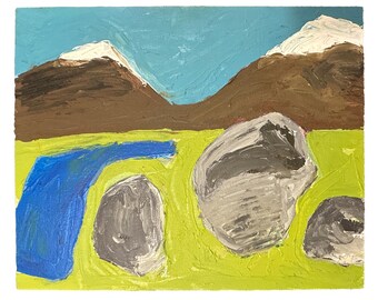 Original Acrylic Painting – “Boulders in Field” | 11" x 14" | Landscape on Canvas Board