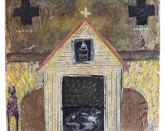 Original Mixed Media Painting – Sanctuary / Testimony | 10" x 10" | Inspired by Memory of the Rwandan Genocide