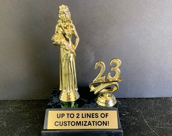 Pageant Queen Princess Trophy, Beauty Queen Award, Custom Pageant Trophy